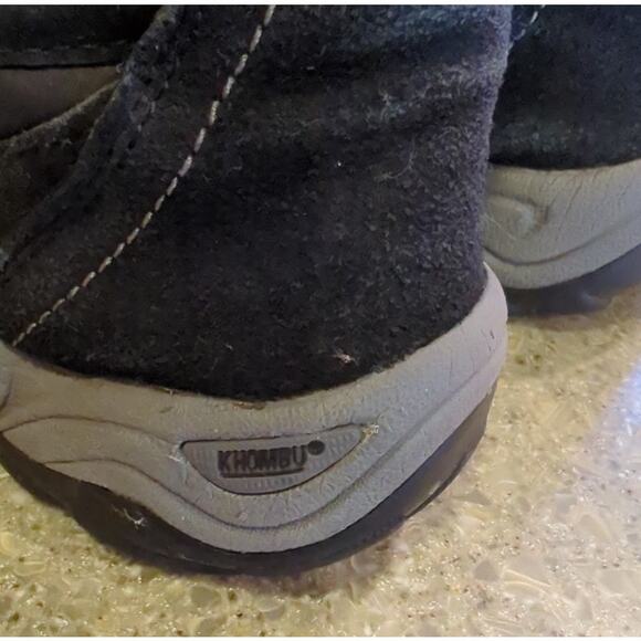 KHOMBU Tall Black Suede Leather & Faux Fur Lined 12" Boots Women's Size 7 US Ski - Picture 5 of 9